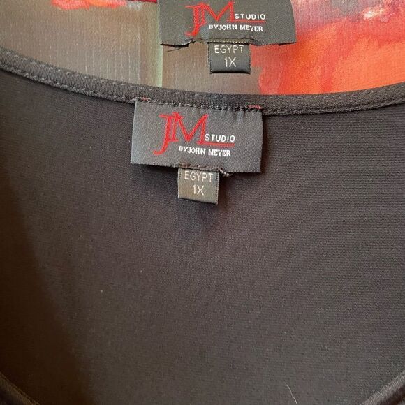 BLACK SLEEVELESS DRESS WIRH BLACK CHIFFON FLOWER PRNT SLEEVELESS DUSTER 1X - Picture 4 of 8